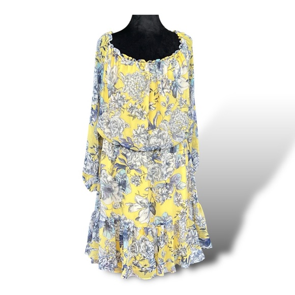 Tommy Hilfiger Yellow and Blue Humming Bird Floral Dress - Picture 3 of 9